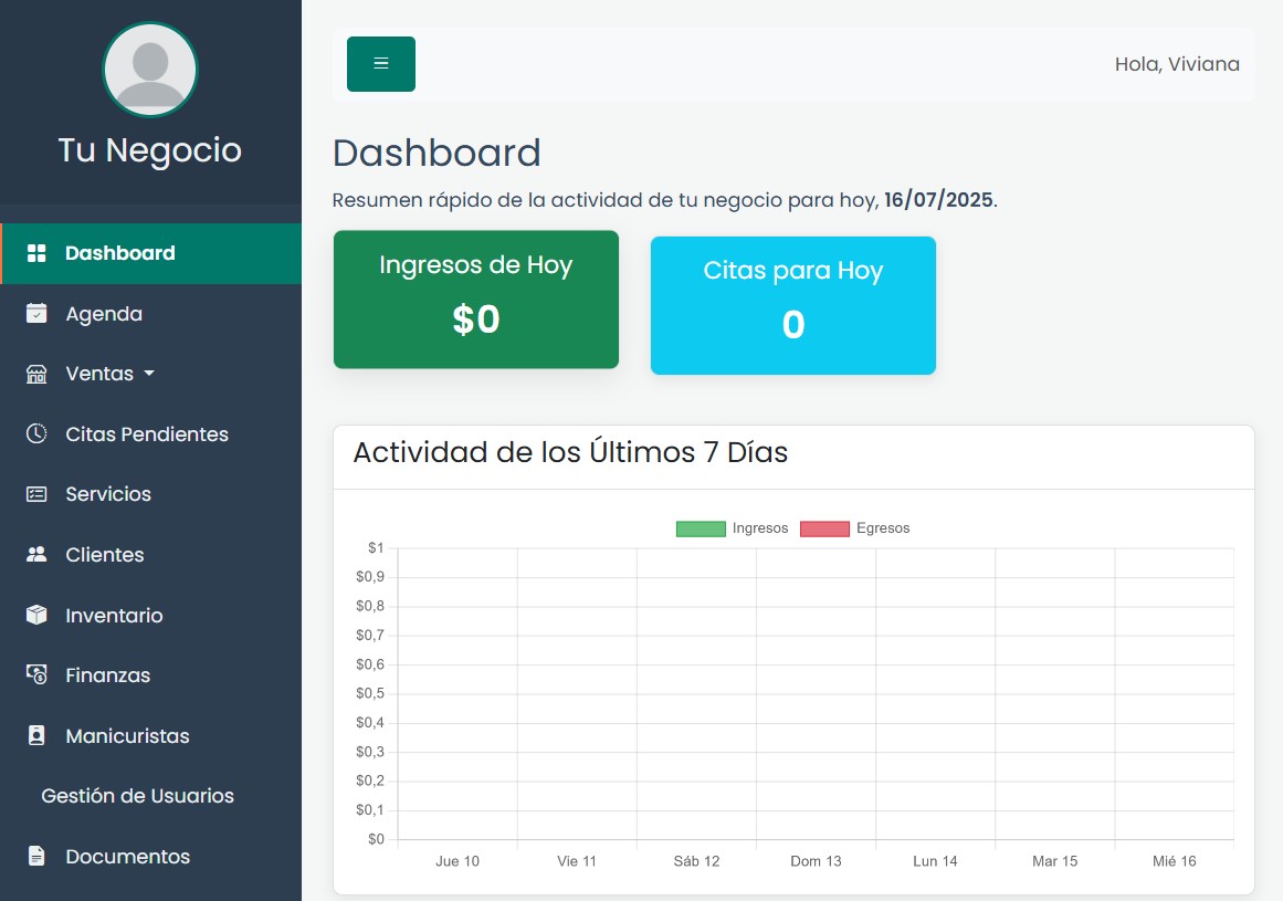 Dashboard de Agenda Digital Pro en un dispositivo